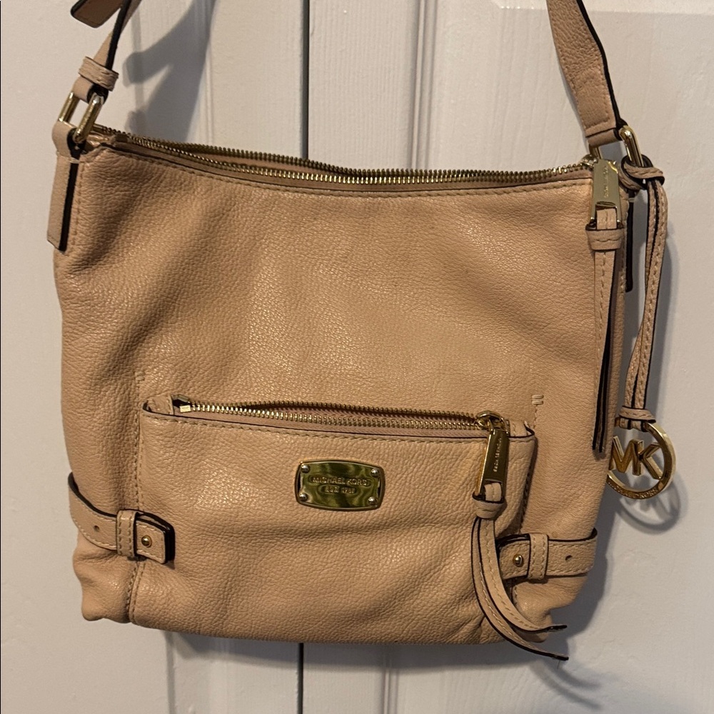 Michael Kors Pinkish Pebbled Leather Crossbody with Gold Hardware